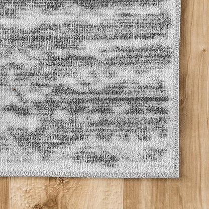 nuLOOM Avelina Abstract Stripes Machine Washable Ultra Thin Area Rug, 3' x 5', Light Grey