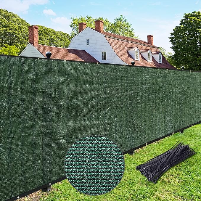 UPGRADE Privacy Fence Screen 5'x36' Dark Green Outdoor 90% Visibility Blockage 170 GSM Mesh Shade Cover Panels for Backyard,Balcony,Home Decoration with Zip Ties,Customized Avaliable