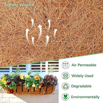 Coco Liners for Planters - 2 Pack 36 Inch Trough Coconut Liners for Planters, Window Box Coco Liners, 100% Natural Coconut Fiber Liners for Wall Hanging Basket, Window Box, Fence Baskets