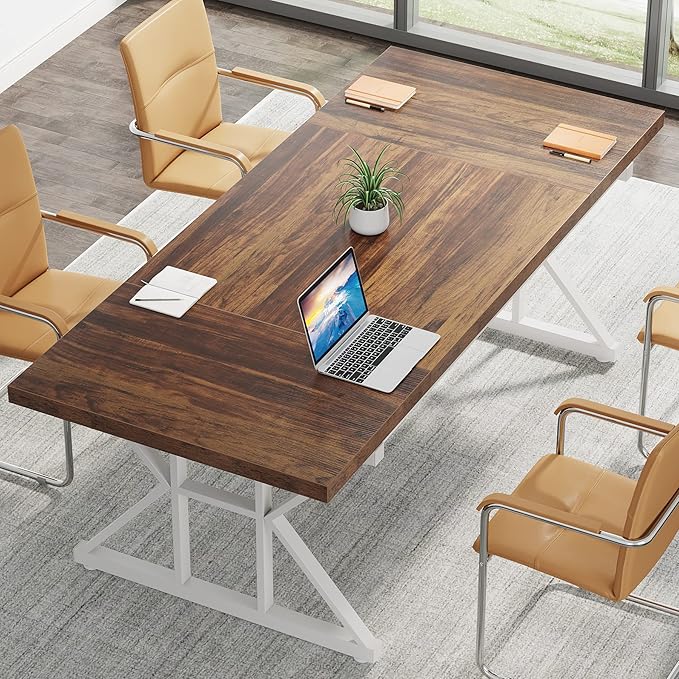 70.8-Inch Large Executive Desk, Modern Computer Office Desk, Wooden Writing Desk Study Table for Home Office