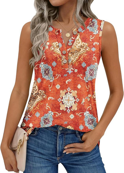 Zeagoo Womens Tank Tops Summer Sleeveless Tops Loose Button Henley Shirts Crew Neck Dress Casual 2026 Clothes