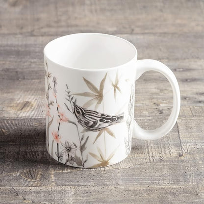Maison d' Hermine Coffee Mug with Handles Tea Cups (12 Ounce, Pack of 1) | Fine Bone China Coffee Mugs for Hot Beverages Cappuccino Latte Home Spring Summer -Meadow Florals - Brown - Meadow Mornings
