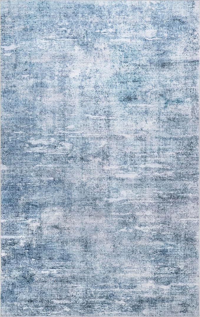 nuLOOM Katia Modern Abstract Machine Washable Ultra Thin Area Rug, 6x9, Blue