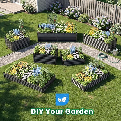 Quictent Galvanized Raised Garden Bed 6x3x2 Ft Metal Planter Box Bottomless for Backyard Outdoor, Include 1 pc Tomato Cage (Dark Gray)