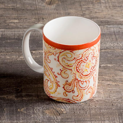 Maison d' Hermine Coffee Mug with Handles Tea Cups (15 Ounce, Pack of 1) | Fine Bone China Coffee Mugs for Hot Beverages Cappuccino Latte Home Hotel Spring Summer -Palatial Paisley - Paisley Autumn