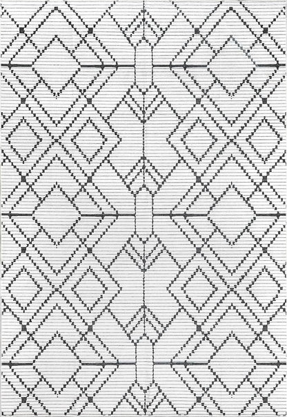nuLOOM Echo Multi Diamond Machine Washable Ultra Thin Area Rug, 8' x 10', Ivory