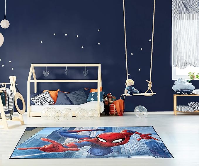 Jay Franco Marvel Spiderman Wall Crawler Room Rug - Large Area Rug Measures 4 x 5 Feet (Offical Marvel Product)