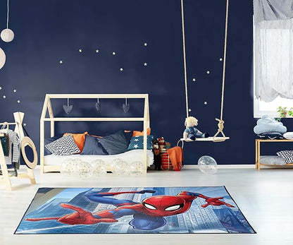 Jay Franco Marvel Spiderman Wall Crawler Room Rug - Large Area Rug Measures 4 x 5 Feet (Offical Marvel Product)