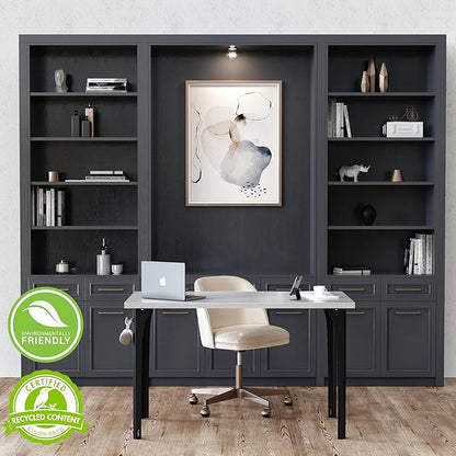 Home Office Computer Desk 47.2x23.6 inch gaming Desk, Modern and Minimalist home office desk, Home Office Desks, Study Desk, Craft table Black Metal Designed Frame, Gray Oak Board color.