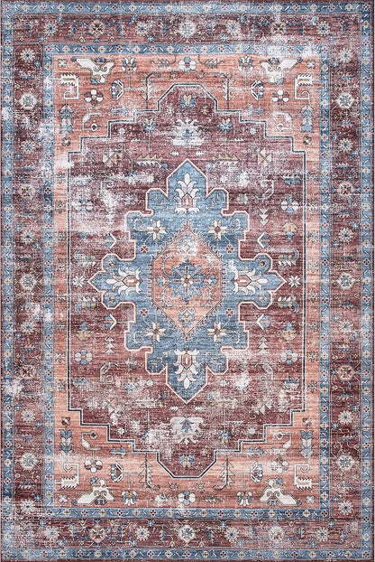 nuLOOM Zena Medallion Machine Washable Ultra Thin Accent Rug, 2' x 3', Rust