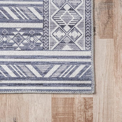 nuLOOM Jenine Southwestern Machine Washable Ultra Thin Area Rug, 6x9, Grey