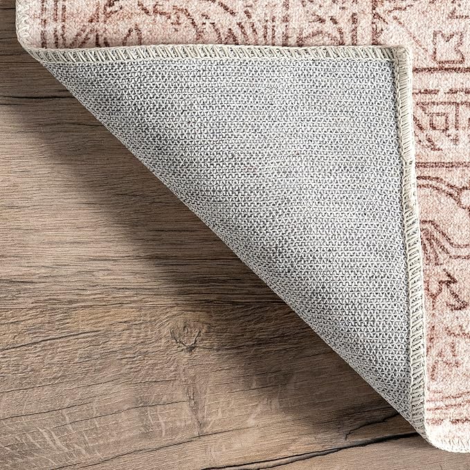 nuLOOM Shontal Traditional Machine Washable Ultra Thin Area Rug, 4' x 6', Beige