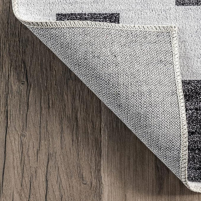 nuLOOM Tamera Modern Diamonds Machine Washable Ultra Thin Area Rug, 4' x 6', Grey