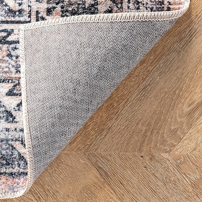 nuLOOM 2x3 Machine Washable Rain Haven Vintage Medallion Area Rug, Rust, Traditional Faded Design, Non-Slip Backing, Stain Resistant, For Bedroom, Dining Room, Living Room, Kitchen