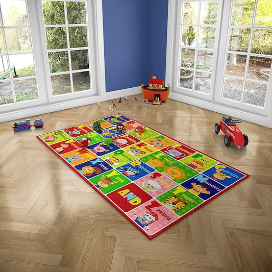 Kids Rug ABC Carpet Playmat City Life Extra Large Learn Have Fun Safe, Children's Educational, Multi Color Activity Centerpiece Play Mat! for Bedroom Playroom Tolddler Baby Play Area