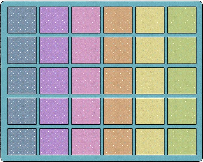 Flagship Carpets Happy Squares Educational Area Rug for Kids Room Seating Décor, Children's Classroom, Play Carpet for Teaching and Playroom, Seats 30, 10'6"x13'2", Blue & Multi Color