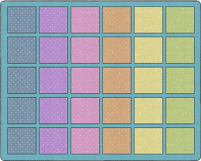 Flagship Carpets Happy Squares Educational Area Rug for Kids Room Seating Décor, Children's Classroom, Play Carpet for Teaching and Playroom, Seats 30, 10'6"x13'2", Blue & Multi Color