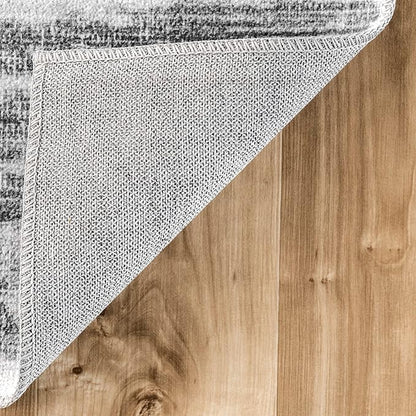 nuLOOM Avelina Abstract Stripes Machine Washable Ultra Thin Area Rug, 3' x 5', Light Grey