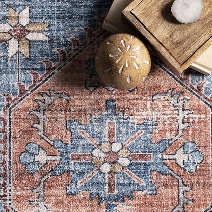 nuLOOM Zena Medallion Machine Washable Ultra Thin Accent Rug, 2' x 3', Rust