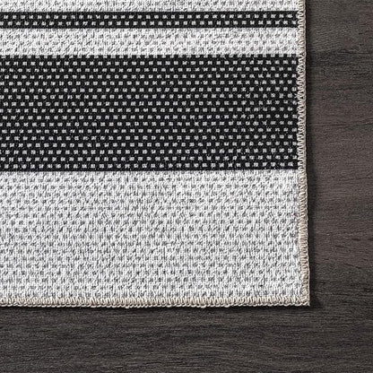 nuLOOM Lena Machine Washable Striped Ultra Thin Runner Rug, 2' 6" x 8', Grey