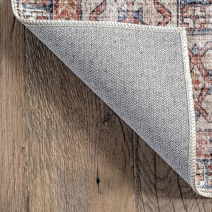 nuLOOM Desna Machine Washable Faded Vintage Ultra Thin Runner Rug, 2' 6" x 8', Peach