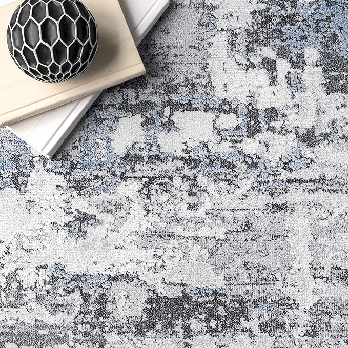 nuLOOM Dali Abstract Machine Washable Runner Rug, 2' 6" x 8', Grey