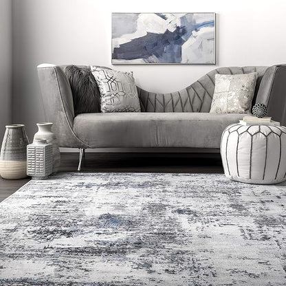 nuLOOM Dali Abstract Machine Washable Runner Rug, 2' 6" x 8', Grey